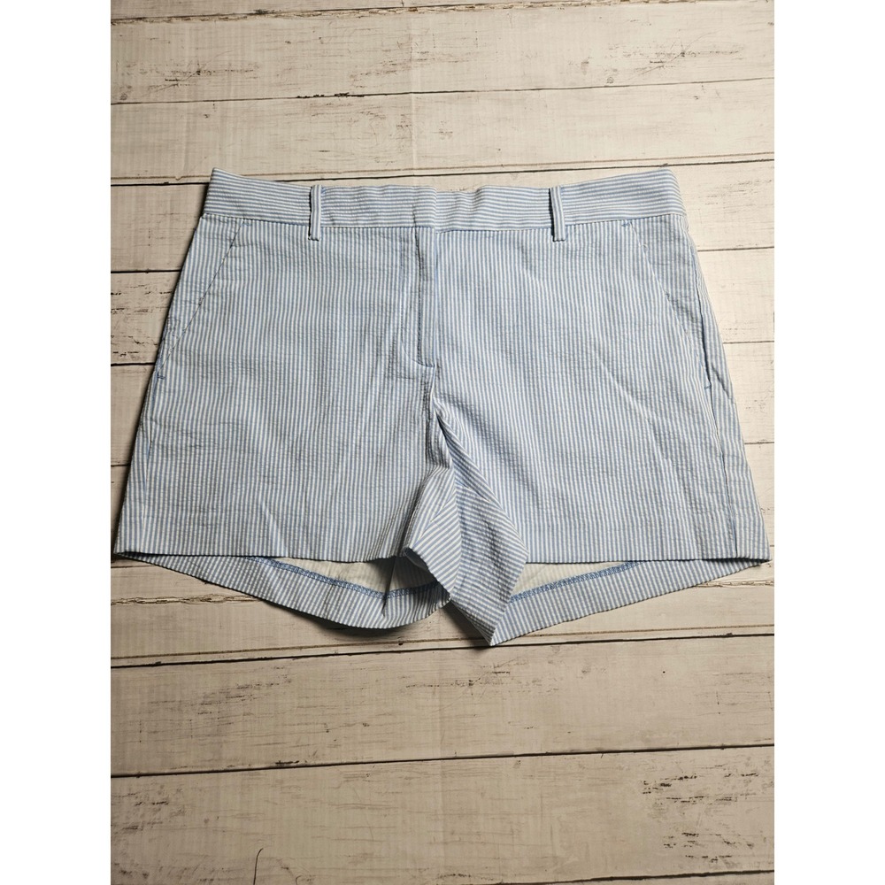 LOFT The Riviera Short Womens 8 Blue White Seersucker Striped 32819410 NEW